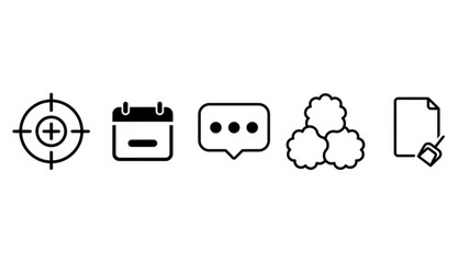 Essential Productivity, Communication, and Data Management Line Vector Icons