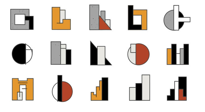 Geometric constructions, visual representation of abstract forms artful arrangement