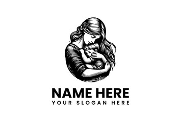 Embrace of Maternal Love A Tender Illustration of a Mother Holding Her Newborn Child, Symbolizing Nurturing and Family Bonds