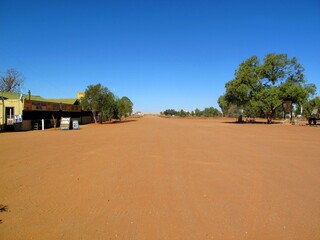 William Creek Hotel and main street on the Oodnadatta Track, a tiny outback town in South Australia.