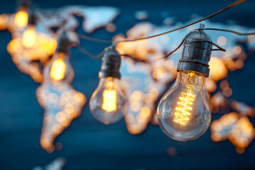 String lights with vintage filament bulbs creating a warm, festive atmosphere