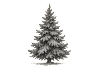 Spruce tree covered in snow, winter holiday evergreen conifer for christmas and nature concepts, transparent background