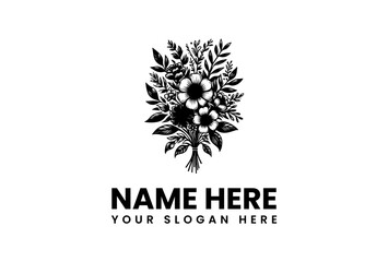 Hand-Drawn Floral Bouquet with Customizable Text Space for Branding