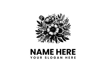 Elegant floral bouquet logo design with a rustic charm, perfect for artisanal brands