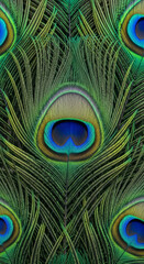 Obraz premium Vibrant Iridescent Peacock Feathers A Stunning Close-up of Nature's Colorful Artistry