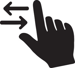Fototapeta premium Swipe gesture hand icon silhouette with motion arrows, touch interaction concept vector.
