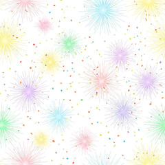 A vibrant explosion of multicolored starbursts and confetti creating a festive seamless background for celebrations