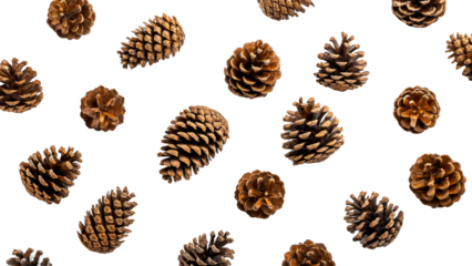 Various natural pine cones scattered