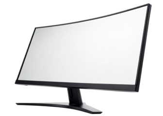 Modern curved computer monitor screen isolated