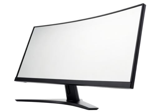 Modern curved computer monitor screen isolated