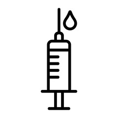 Syringe medical vaccine injection outline vector line art icon