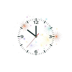 Festive Clock with Fireworks Display Marking a Celebration of Time