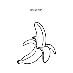 Peeled Banana Line Icon Minimalist Fruit Vector Illustration
