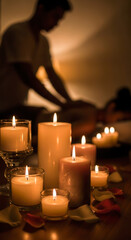 Luxurious Spa Experience with Warm Aroma Candles Illuminating a Relaxing Massage Session