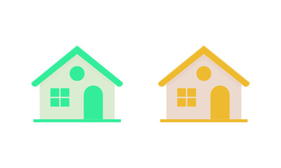 Modern Green Yellow Home Icon Transparent PNG Set - Flat Minimal Style for UI UX Digital Interface, Web Dashboard, Mobile App, Design Projects