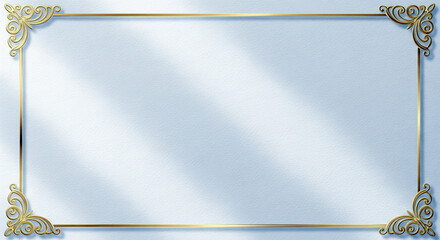 Rectangle vintage gold frame for web presentation, horizontal border in oriental style ,png with white background.
