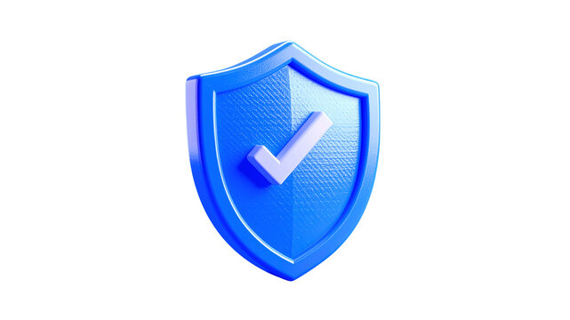3D blue glossy shield protection icon for business design and internet attack protection