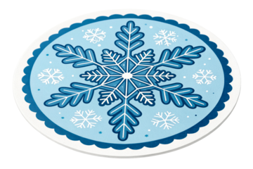 Decorative blue snowflake on light blue background