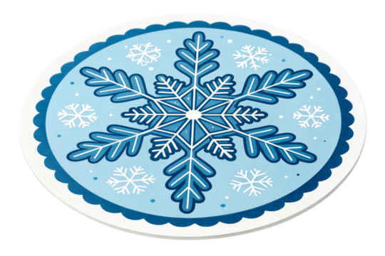 Decorative blue snowflake on light blue background