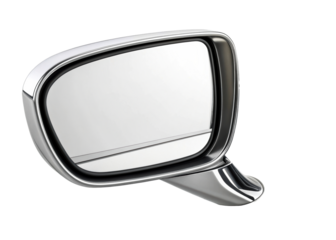 Closeup of a Side View Mirror on a White Vehicle