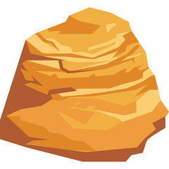 A Textured Brown Rock Formation With Layered Surfaces And Harsh Shadows Displaying A Natural Geological Structure On A Transparent Background