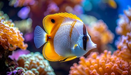 Tropical Fish Among Vibrant Coral Symbolizing Marine Biodiversity and Editorial Styling for Ocean Conservation