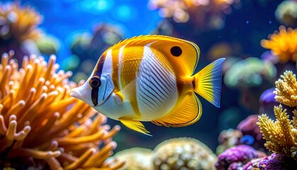 Tropical Fish Among Vibrant Coral Symbolizing Marine Biodiversity and Editorial Styling for Ocean Conservation