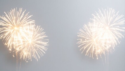 Naklejka premium Golden Fireworks Frame on Dark Gray Sky – Elegant Celebration Background