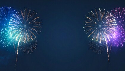 Luxury Fireworks Frame on Black Night Sky &ndash; Elegant Celebration Background