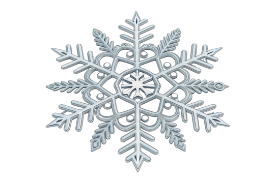 Ornate Snowflake Ice Crystal Close-up on White Background