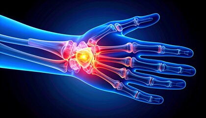 Digital Illustration of Inflamed Wrist Joint Symbolizing Medical Insight and Editorial Styling for Anatomy and Pain Awareness