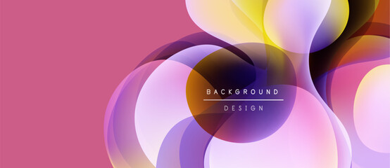 Abstract flowing shapes, pink background. Overlapping layers create dynamic visual effect. Modern design elements present.