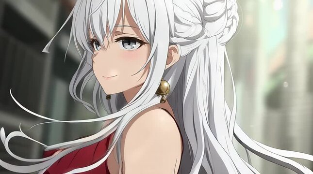 Anime Big Chest White Girl with Sensual Curvy Body in Soft Pastel Background Lighting