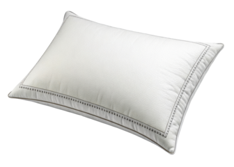 White textured pillow with stitched edges on white