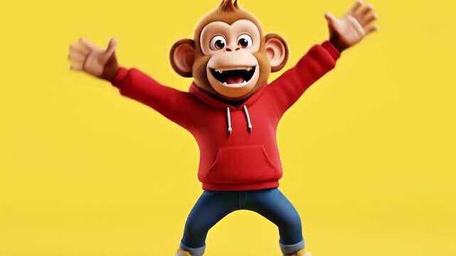 Animated Monkey Joy - A Cheerful 3D Character Celebration.