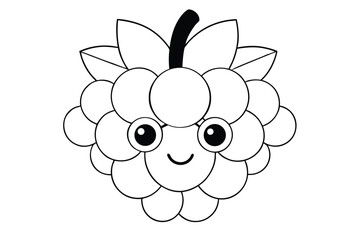 Cute raspberry with a smiling face for coloring