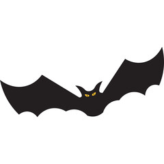 A Stylized Black Bat Silhouette With Bright Yellow Eyes Floats Against A White Background Evoking A Spooky Halloween Atmosphere
