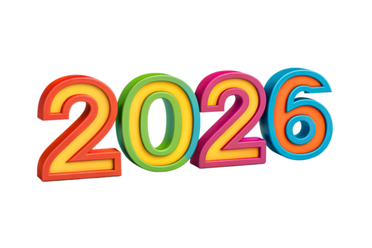 Three Dimensional Numbers Forming The Year 2026