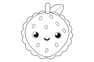 Cute rambutan with a leaf for coloring book