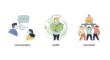 Conceptual representation of effective communication, holistic health and collaborative teamwork