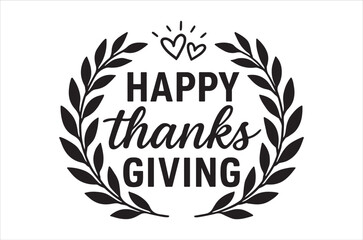 A festive thanksgiving wreath with hearts and bold lettering design