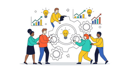 Fototapeta premium Diverse team collaboration driving innovation and achieving business growth success