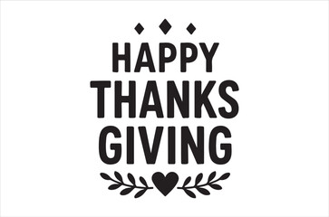 A simple graphic displaying the words happy thanksgiving with autumn details