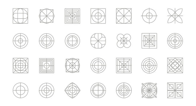 Intricate array of geometric patterns and designs for graphic applications minimalists themes