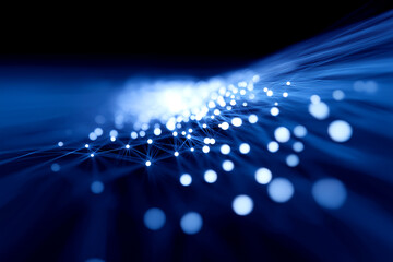 A mesmerizing abstract image of glowing blue lines and dots, evoking a sense of motion and energy in a digital landscape.