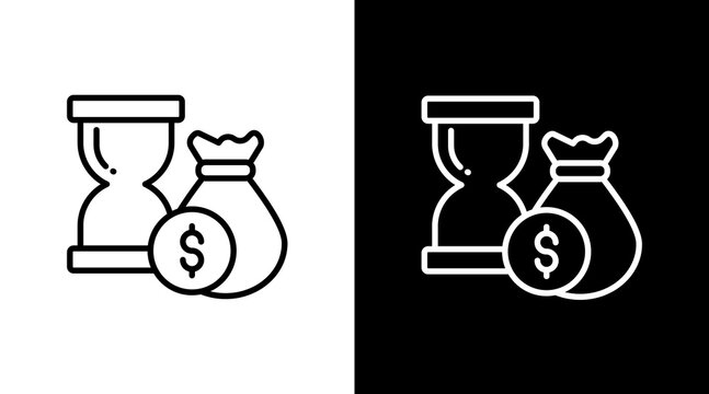 Time Investment  White Icon Set Design