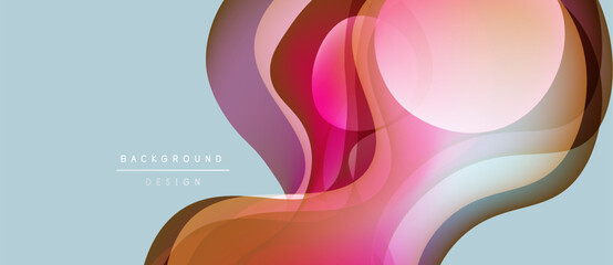 Abstract flowing shapes, vibrant colors, modern design. Soft gradients create dynamic visual texture. Background element for projects.