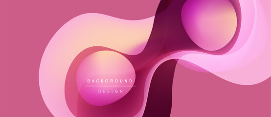 Abstract pink design. Fluid shapes overlap, creating dynamic composition. Soft gradients suggest movement, modern aesthetic.