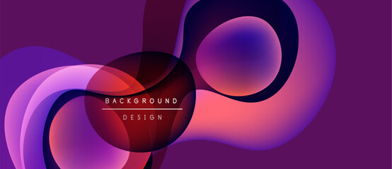 Abstract fluid shapes, vibrant purple hues, dynamic composition. Modern design elements create flowing visual experience.