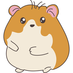 Adorable Round Cartoon Hamster With Big Eyes Standing With Paws Together Against White Background